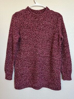 LOFT Maroon Textured Crewneck Sweater Top | Size Small Petite